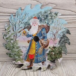 Judi Pulaski Santa St Nick Saw Blade Folk Art Christmas Tree‎ Hand Painted Art